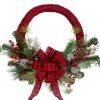 Wreaths-Kirkland's Home Red And Black Buffalo Check Pine And Berry Wreath Red/Black/Green