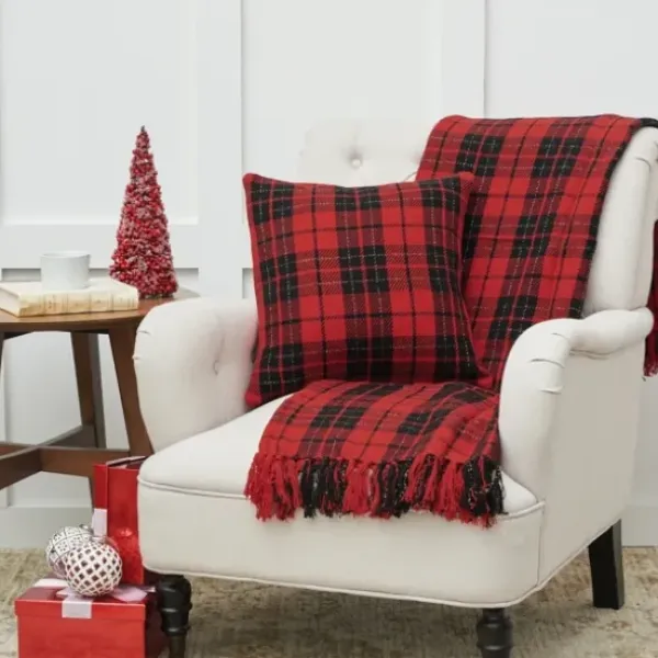 Blankets & Throws-Kirkland's Home Red Black Plaid Throw Christmas Blanket Red/Black