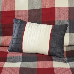Comforters-Kirkland's Home Red Buffalo Check King 7-Pc. Comforter Set Red/White/Gray