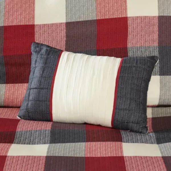 Duvets-Kirkland's Home Red Buffalo Check 6-Pc. Full/Queen Duvet Cover Set Red/Gray