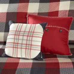 Duvets-Kirkland's Home Red Buffalo Check 6-Pc. Full/Queen Duvet Cover Set Red/Gray