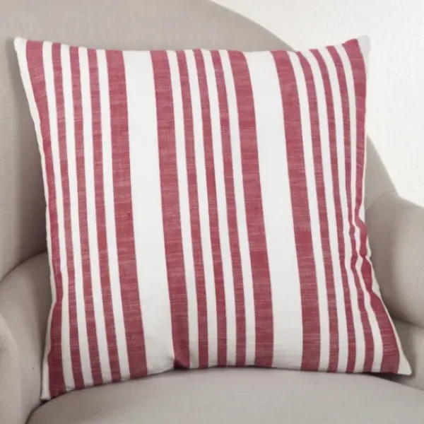 Pillows-Kirkland's Home Red Coastal Stripe Pillow Red/White