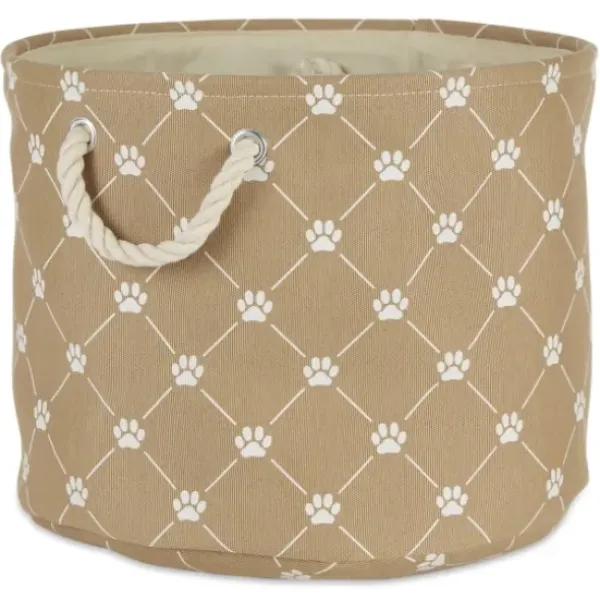 Baskets & Boxes-Kirkland's Home Red Double Stripe Jute Basket With Handles, 17 In. Tan/Red