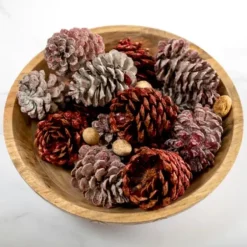 Home Fragrance-Kirkland's Home Red Glitter Cinnamon Pinecones Potpourri Red/White
