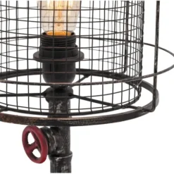 Table Lamps-Kirkland's Home Red Iron Cage Shade Edison Table Lamp Black