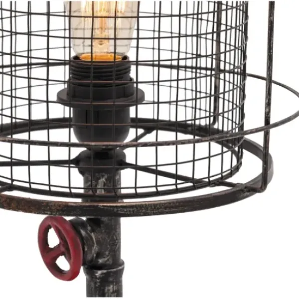 Table Lamps-Kirkland's Home Red Iron Cage Shade Edison Table Lamp Black