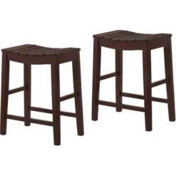 Bar Stools & Counter Height Stools-Kirkland's Home Red Mahogany Saddle Seat Counter Stools, Set Of 2 Brown