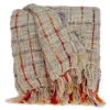 Blankets & Throws-Kirkland's Home Red Primitive Squares Handloomed Throw Blanket Red/Tan/Yellow