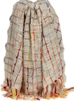 Blankets & Throws-Kirkland's Home Red Primitive Squares Handloomed Throw Blanket Red/Tan/Yellow