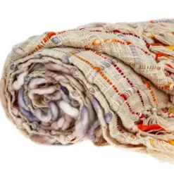 Blankets & Throws-Kirkland's Home Red Primitive Squares Handloomed Throw Blanket Red/Tan/Yellow