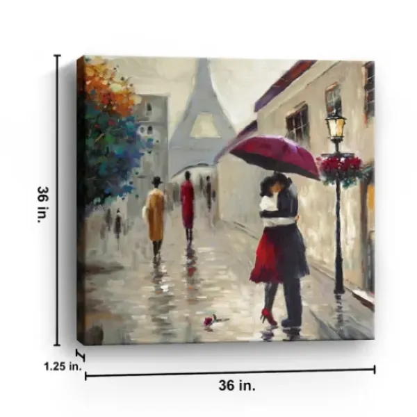 Canvas Art-Kirkland's Home Red Umbrella Couple Giclee Canvas Art Print Multi