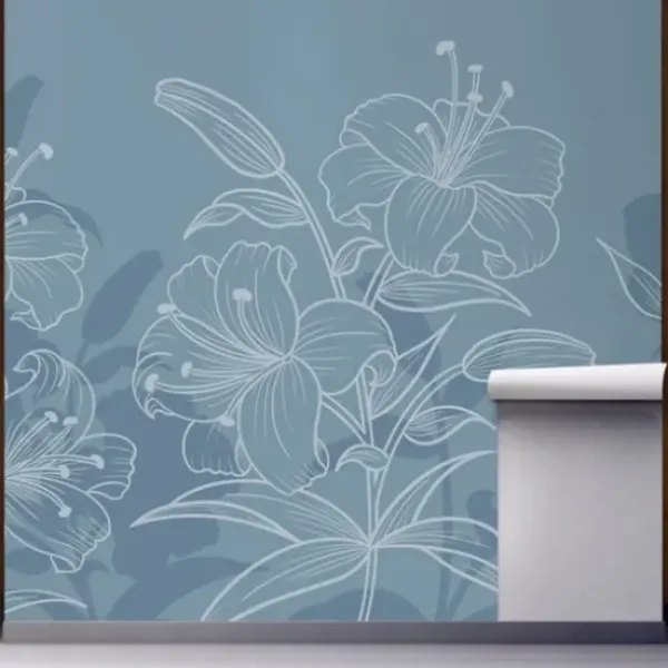 Wall Murals & Wall Decals-Kirkland's Home Regent Gray Floral Peel And Stick Wall Mural Blue