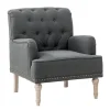 Accent Chairs-Kirkland's Home Reginald Charcoal Button Tufted Armchair Gray