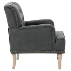 Accent Chairs-Kirkland's Home Reginald Charcoal Button Tufted Armchair Gray