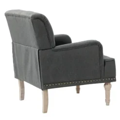 Accent Chairs-Kirkland's Home Reginald Charcoal Button Tufted Armchair Gray
