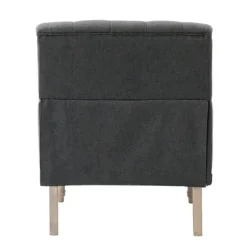 Accent Chairs-Kirkland's Home Reginald Charcoal Button Tufted Armchair Gray