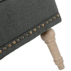 Accent Chairs-Kirkland's Home Reginald Charcoal Button Tufted Armchair Gray