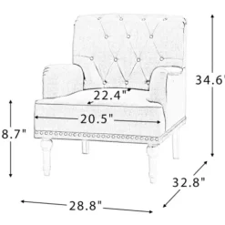 Accent Chairs-Kirkland's Home Reginald Charcoal Button Tufted Armchair Gray