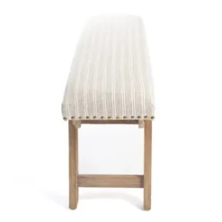 Benches & Ottomans-Kirkland's Home Remi Stripe Upholstered Bench Ivory/Gray