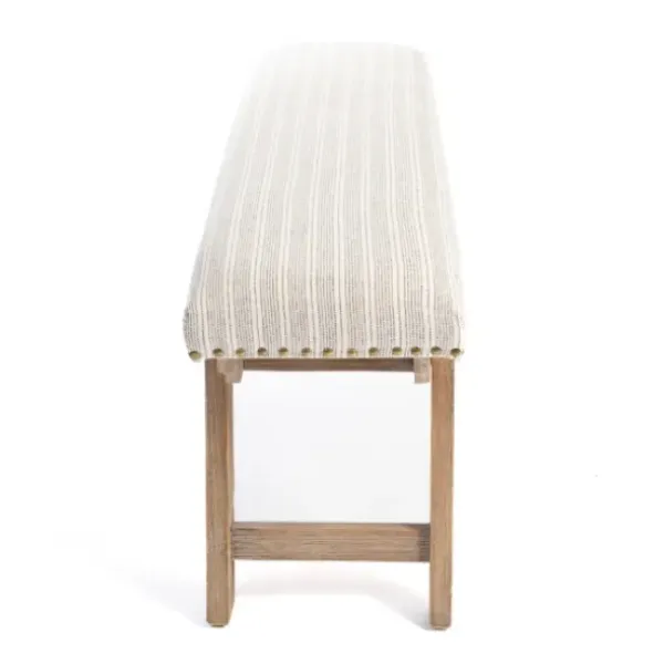 Benches & Ottomans-Kirkland's Home Remi Stripe Upholstered Bench Ivory/Gray