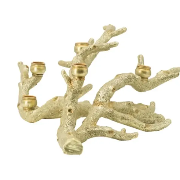 Candle Holders-Kirkland's Home Resin Coral Candle Holder Gold