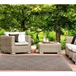 Outdoor Rugs-Kirkland's Home Reverse Arrows Outdoor Area Rug, 5X7 Gray
