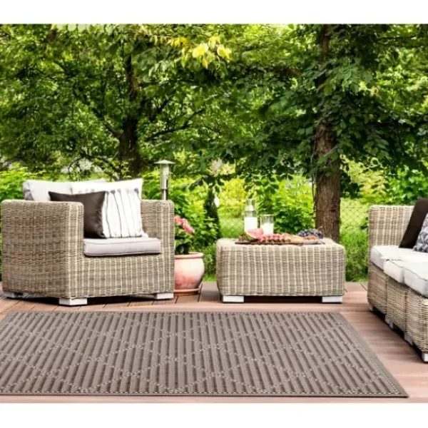 Outdoor Rugs-Kirkland's Home Reverse Arrows Outdoor Area Rug, 5X7 Gray