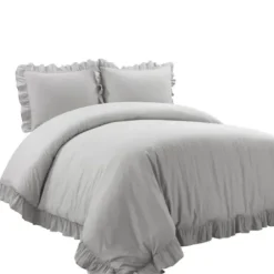 Duvets-Kirkland's Home Reyna Ruffle 3-Pc. Full/Queen Duvet Set Gray