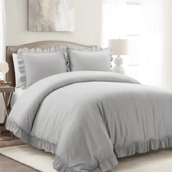 Duvets-Kirkland's Home Reyna Ruffle 3-Pc. Full/Queen Duvet Set Gray