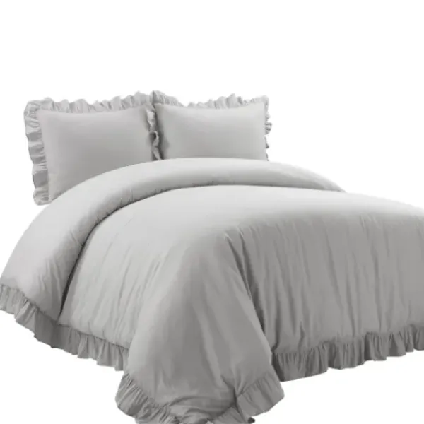 Duvets-Kirkland's Home Reyna Ruffle 3-Pc. King Duvet Set Gray
