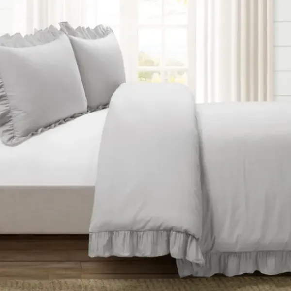 Duvets-Kirkland's Home Reyna Ruffle 3-Pc. King Duvet Set Gray