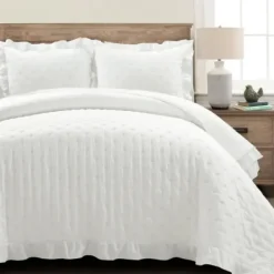 Quilts-Kirkland's Home Reyna Ruffle 3-Pc. King Quilt Set White