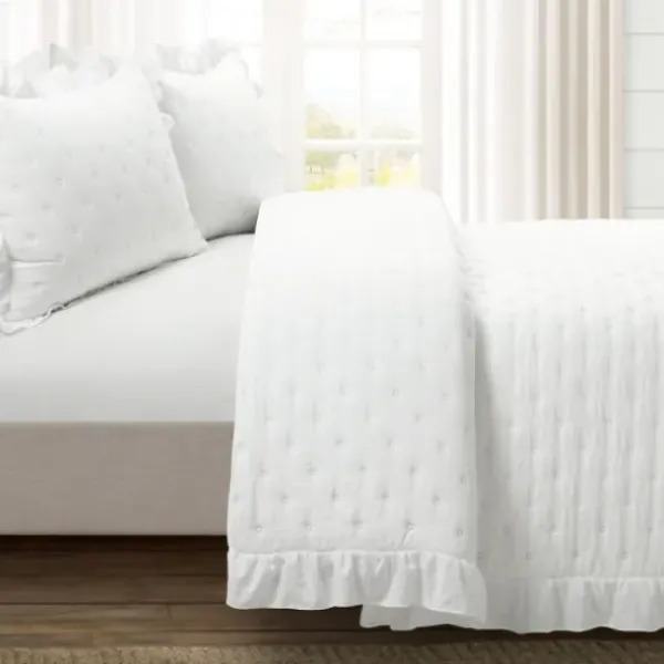 Quilts-Kirkland's Home Reyna Ruffle 3-Pc. King Quilt Set White