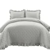 Quilts-Kirkland's Home Reyna Ruffle 3-Pc. King Quilt Set Gray