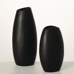 Vases-Kirkland's Home Ribbed Ceramic Bottle Vases, Set Of 3 White