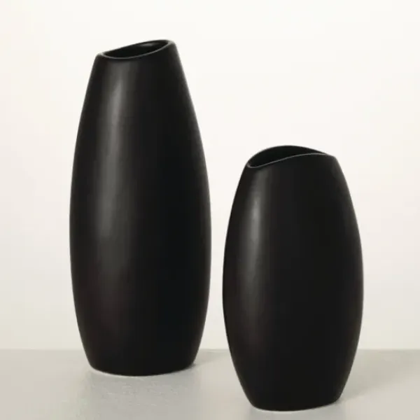 Vases-Kirkland's Home Ribbed Ceramic Bottle Vases, Set Of 3 White