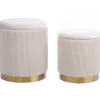 Benches & Ottomans-Kirkland's Home Ribbed Velvet Nesting Ottomans, Set Of 2 Ivory