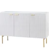 Cabinets & Sideboards-Kirkland's Home Ribbed Wood Sideboard Cabinet White