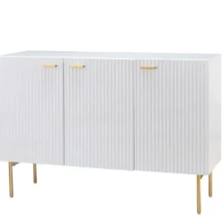 Cabinets & Sideboards-Kirkland's Home Ribbed Wood Sideboard Cabinet White