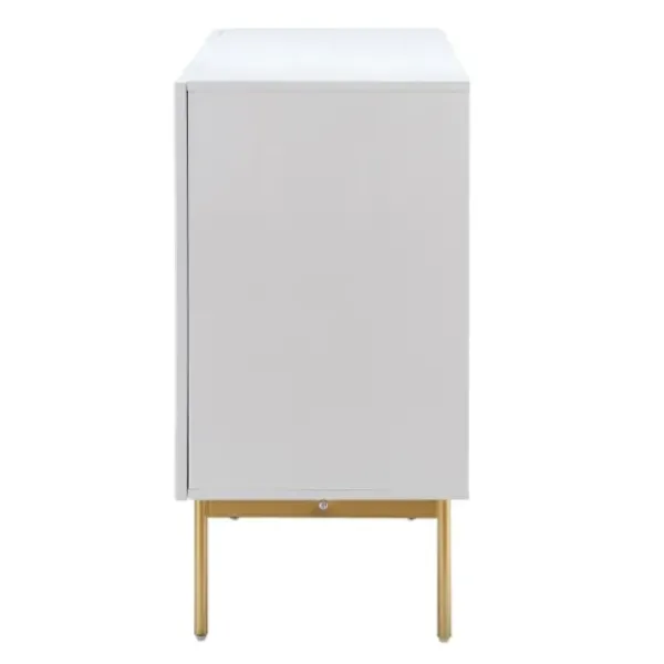 Cabinets & Sideboards-Kirkland's Home Ribbed Wood Sideboard Cabinet White