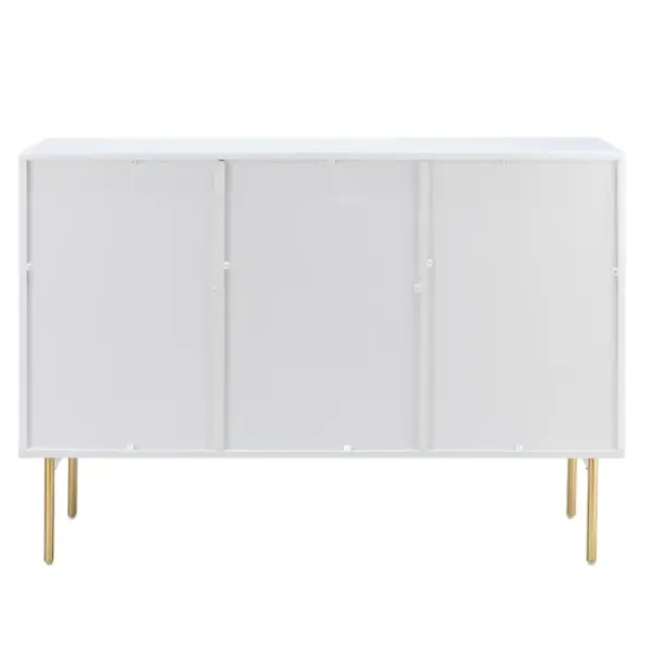 Cabinets & Sideboards-Kirkland's Home Ribbed Wood Sideboard Cabinet White