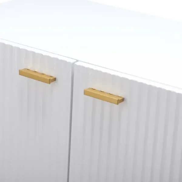 Cabinets & Sideboards-Kirkland's Home Ribbed Wood Sideboard Cabinet White