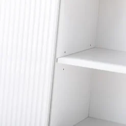 Cabinets & Sideboards-Kirkland's Home Ribbed Wood Sideboard Cabinet White