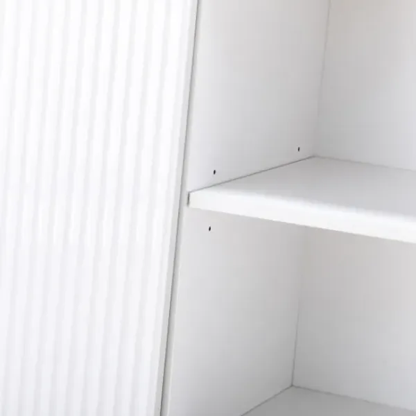 Cabinets & Sideboards-Kirkland's Home Ribbed Wood Sideboard Cabinet White