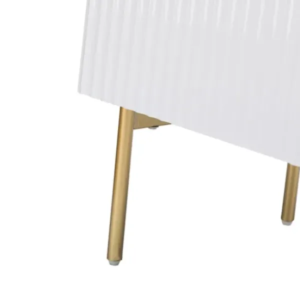 Cabinets & Sideboards-Kirkland's Home Ribbed Wood Sideboard Cabinet White