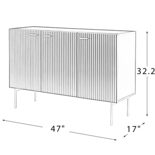 Cabinets & Sideboards-Kirkland's Home Ribbed Wood Sideboard Cabinet White