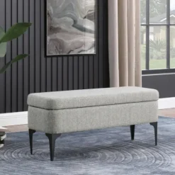 Benches & Ottomans-Kirkland's Home Ricardo Woven Storage Bench Gray
