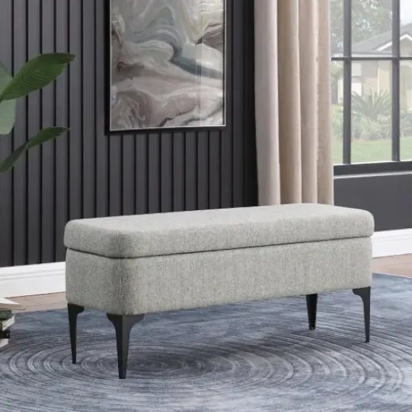 Benches & Ottomans-Kirkland's Home Ricardo Woven Storage Bench Gray