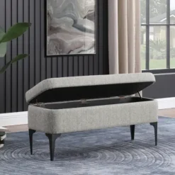 Benches & Ottomans-Kirkland's Home Ricardo Woven Storage Bench Gray