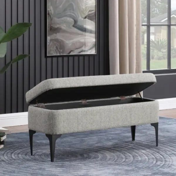 Benches & Ottomans-Kirkland's Home Ricardo Woven Storage Bench Gray